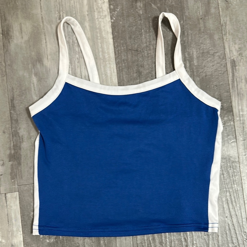 Blue and White Women's Tank Top